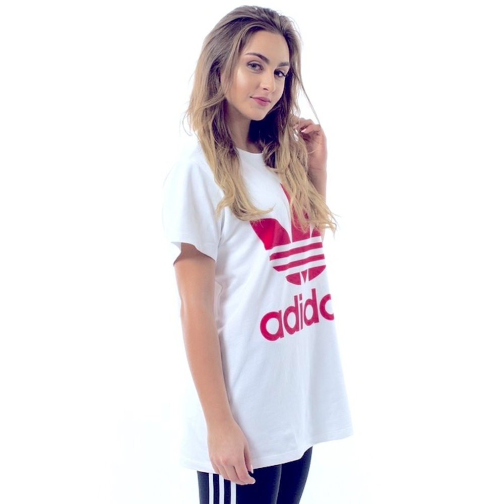 Adidas Originals White T-Shirt with Red Trefoil Logo - Picture 3 of 16